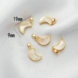 9X19Mm 14K Gold Color Plated Sheel Moon Shape Connect Charms Pendants Jewelry Making Supplies Diy Accessories