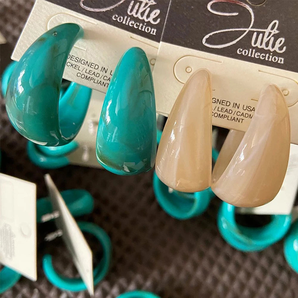 Large C-Shaped Transparent Acrylic Earrings New Design Geometric Hoop Earrings for Women Girls Jewelry Gifts