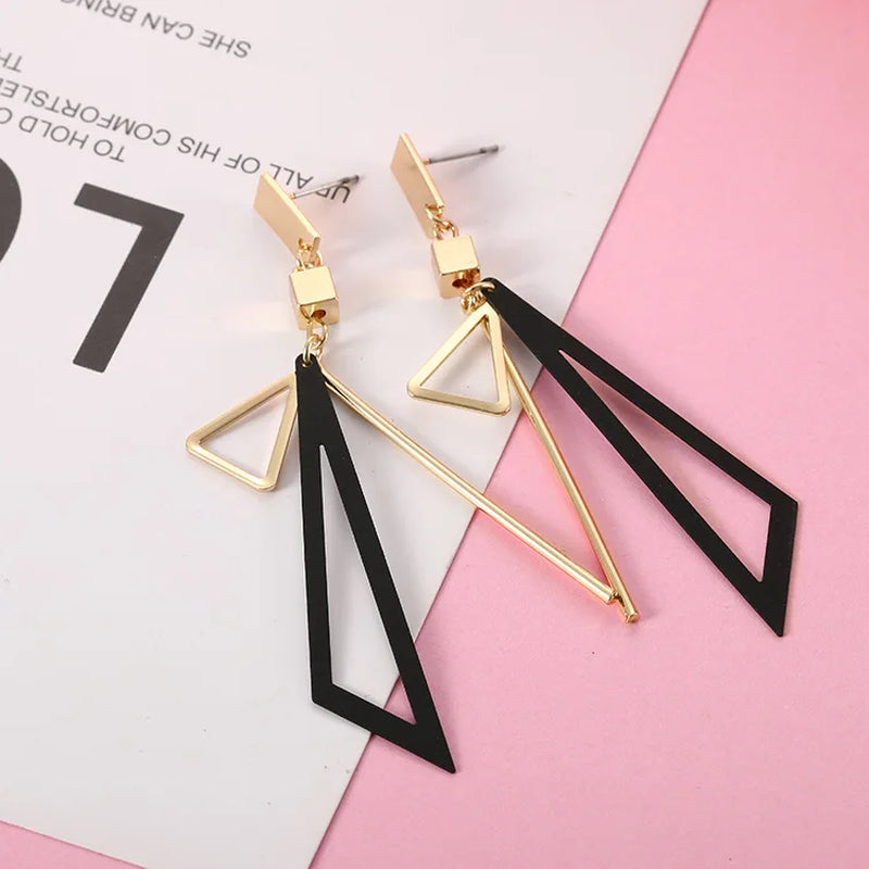 Korean Long Statement Geometric Triangle Tassel Dangle Drop Earrings for Women Earrings Fashion Jewelry Oorbellen Brincos