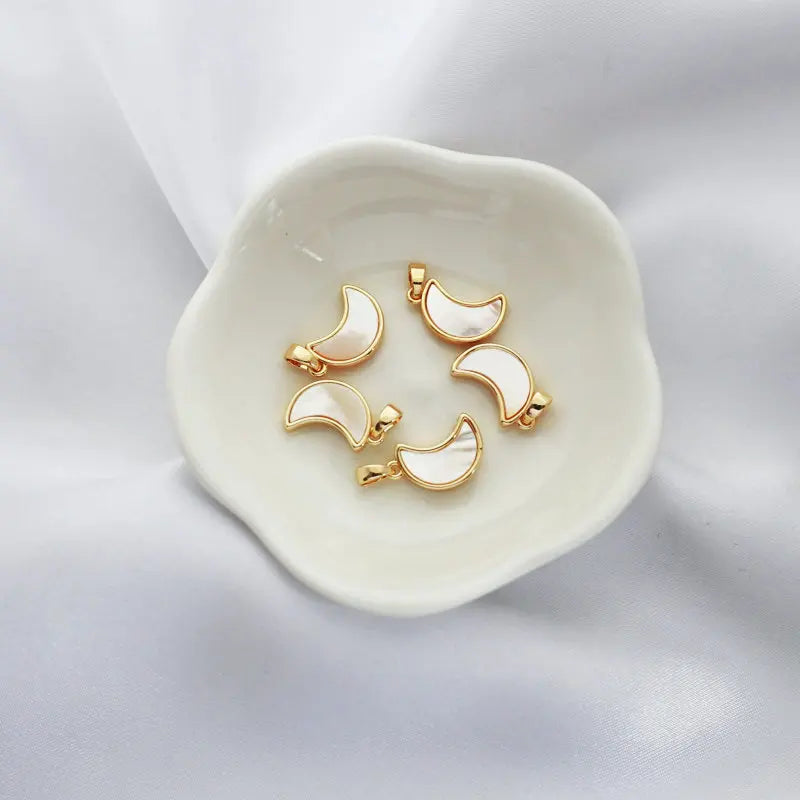 9X19Mm 14K Gold Color Plated Sheel Moon Shape Connect Charms Pendants Jewelry Making Supplies Diy Accessories