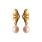 Women’s Gold-Tone Ginkgo Leaf Pearl Drop Earrings – Elegant Statement Jewelry