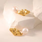 Women’s Gold-Tone Ginkgo Leaf Pearl Drop Earrings – Elegant Statement Jewelry