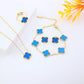 Four-leaf clover cross-border Internet celebrity plated 18k gold double-sided OL mother-of-pearl lucky four-leaf clover bracelet necklace ring earrings