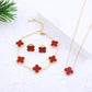 Four-leaf clover cross-border Internet celebrity plated 18k gold double-sided OL mother-of-pearl lucky four-leaf clover bracelet necklace ring earrings