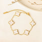 Four-leaf clover cross-border Internet celebrity plated 18k gold double-sided OL mother-of-pearl lucky four-leaf clover bracelet necklace ring earrings