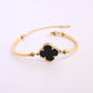 Four-leaf clover cross-border Internet celebrity plated 18k gold double-sided OL mother-of-pearl lucky four-leaf clover bracelet necklace ring earrings
