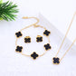 Four-leaf clover cross-border Internet celebrity plated 18k gold double-sided OL mother-of-pearl lucky four-leaf clover bracelet necklace ring earrings