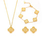 Four-leaf clover cross-border Internet celebrity plated 18k gold double-sided OL mother-of-pearl lucky four-leaf clover bracelet necklace ring earrings