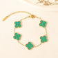 Four-leaf clover cross-border Internet celebrity plated 18k gold double-sided OL mother-of-pearl lucky four-leaf clover bracelet necklace ring earrings
