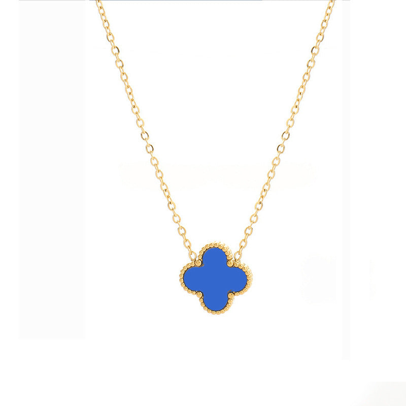 Four-leaf clover cross-border Internet celebrity plated 18k gold double-sided OL mother-of-pearl lucky four-leaf clover bracelet necklace ring earrings