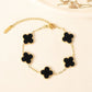 Four-leaf clover cross-border Internet celebrity plated 18k gold double-sided OL mother-of-pearl lucky four-leaf clover bracelet necklace ring earrings