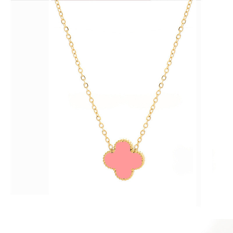 Four-leaf clover cross-border Internet celebrity plated 18k gold double-sided OL mother-of-pearl lucky four-leaf clover bracelet necklace ring earrings
