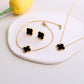 Four-leaf clover cross-border Internet celebrity plated 18k gold double-sided OL mother-of-pearl lucky four-leaf clover bracelet necklace ring earrings