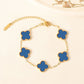Four-leaf clover cross-border Internet celebrity plated 18k gold double-sided OL mother-of-pearl lucky four-leaf clover bracelet necklace ring earrings