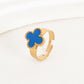 Four-leaf clover cross-border Internet celebrity plated 18k gold double-sided OL mother-of-pearl lucky four-leaf clover bracelet necklace ring earrings