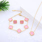 Four-leaf clover cross-border Internet celebrity plated 18k gold double-sided OL mother-of-pearl lucky four-leaf clover bracelet necklace ring earrings