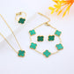 Four-leaf clover cross-border Internet celebrity plated 18k gold double-sided OL mother-of-pearl lucky four-leaf clover bracelet necklace ring earrings
