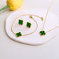 Four-leaf clover cross-border Internet celebrity plated 18k gold double-sided OL mother-of-pearl lucky four-leaf clover bracelet necklace ring earrings