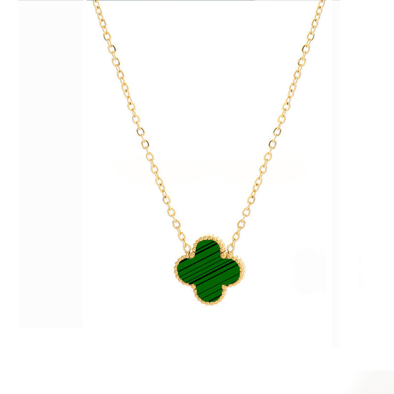 Four-leaf clover cross-border Internet celebrity plated 18k gold double-sided OL mother-of-pearl lucky four-leaf clover bracelet necklace ring earrings