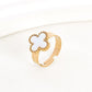 Four-leaf clover cross-border Internet celebrity plated 18k gold double-sided OL mother-of-pearl lucky four-leaf clover bracelet necklace ring earrings
