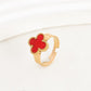 Four-leaf clover cross-border Internet celebrity plated 18k gold double-sided OL mother-of-pearl lucky four-leaf clover bracelet necklace ring earrings