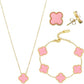 Four-leaf clover cross-border Internet celebrity plated 18k gold double-sided OL mother-of-pearl lucky four-leaf clover bracelet necklace ring earrings