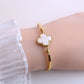 Four-leaf clover cross-border Internet celebrity plated 18k gold double-sided OL mother-of-pearl lucky four-leaf clover bracelet necklace ring earrings