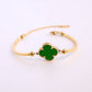 Four-leaf clover cross-border Internet celebrity plated 18k gold double-sided OL mother-of-pearl lucky four-leaf clover bracelet necklace ring earrings