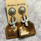 Women’s Western Boho Cowhide Leather & Horsehair Dangle Earrings – Cactus & Turquoise Styles