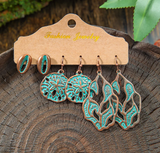 Women’s 3-Pair Vintage Bohemian Turquoise Tassel Dangle Earrings Set