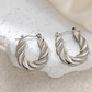 Women’s Silver-Tone Stainless Steel Chain Link Earrings – Minimalist Geometric Style
