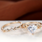 Gold Red Heart Zircon 2-Piece Stackable Ring Set for Women