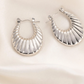 Women’s Silver-Tone Stainless Steel Chain Link Earrings – Minimalist Geometric Style