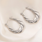 Women’s Silver-Tone Stainless Steel Chain Link Earrings – Minimalist Geometric Style