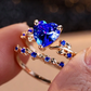 Gold Red Heart Zircon 2-Piece Stackable Ring Set for Women