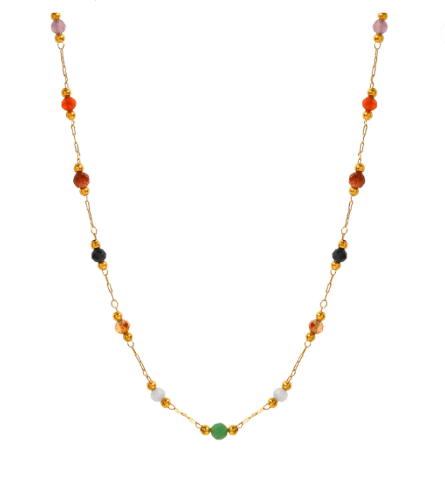 Colorful Natural Stone Beaded Gold-Plated Jewelry