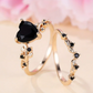 Gold Red Heart Zircon 2-Piece Stackable Ring Set for Women