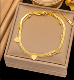 Women's Gold-Plated Double-Layer White Shell Butterfly Anklet