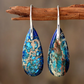 Women’s Natural Stone Teardrop Drop Earrings – Boho Mosaic Jewelry