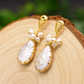 Women’s Gold-Tone Geometric Flat Pearl Earrings – Vintage Baroque Style