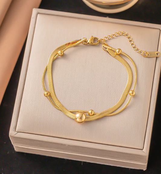 Women's Gold-Plated Double-Layer White Shell Butterfly Anklet