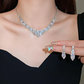 Rhombus Oval Water Drop Zirconia Necklace & Earrings Set for Women – Elegant