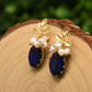 Women’s Gold-Tone Geometric Flat Pearl Earrings – Vintage Baroque Style