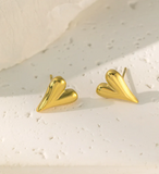 Silver Heart Stud Earrings for Women – Minimalist Stainless Steel Jewelry