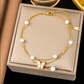 Women's Gold-Plated Double-Layer White Shell Butterfly Anklet