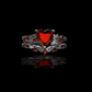 Gold Red Heart Zircon 2-Piece Stackable Ring Set for Women