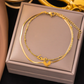 Women's Gold-Plated Double-Layer White Shell Butterfly Anklet