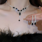 Rhombus Oval Water Drop Zirconia Necklace & Earrings Set for Women – Elegant