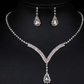 Rhombus Oval Water Drop Zirconia Necklace & Earrings Set for Women – Elegant