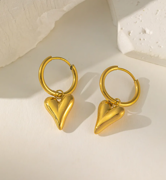Silver Heart Stud Earrings for Women – Minimalist Stainless Steel Jewelry